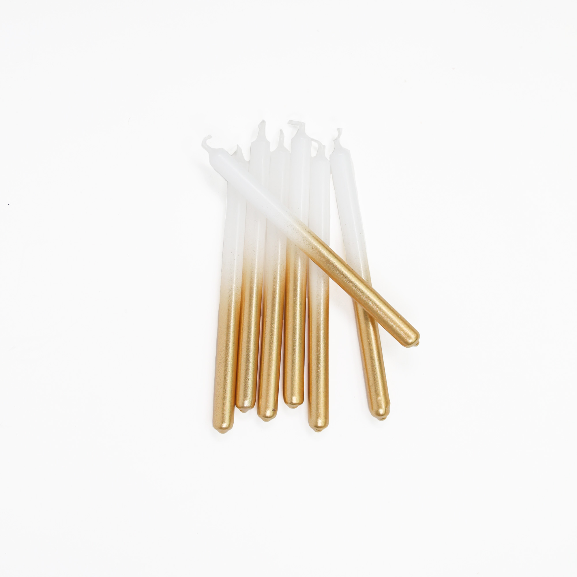 Dünne Stabkerzen WEISS-GOLD – 20 Stk., 1.2 x 17.5 cm