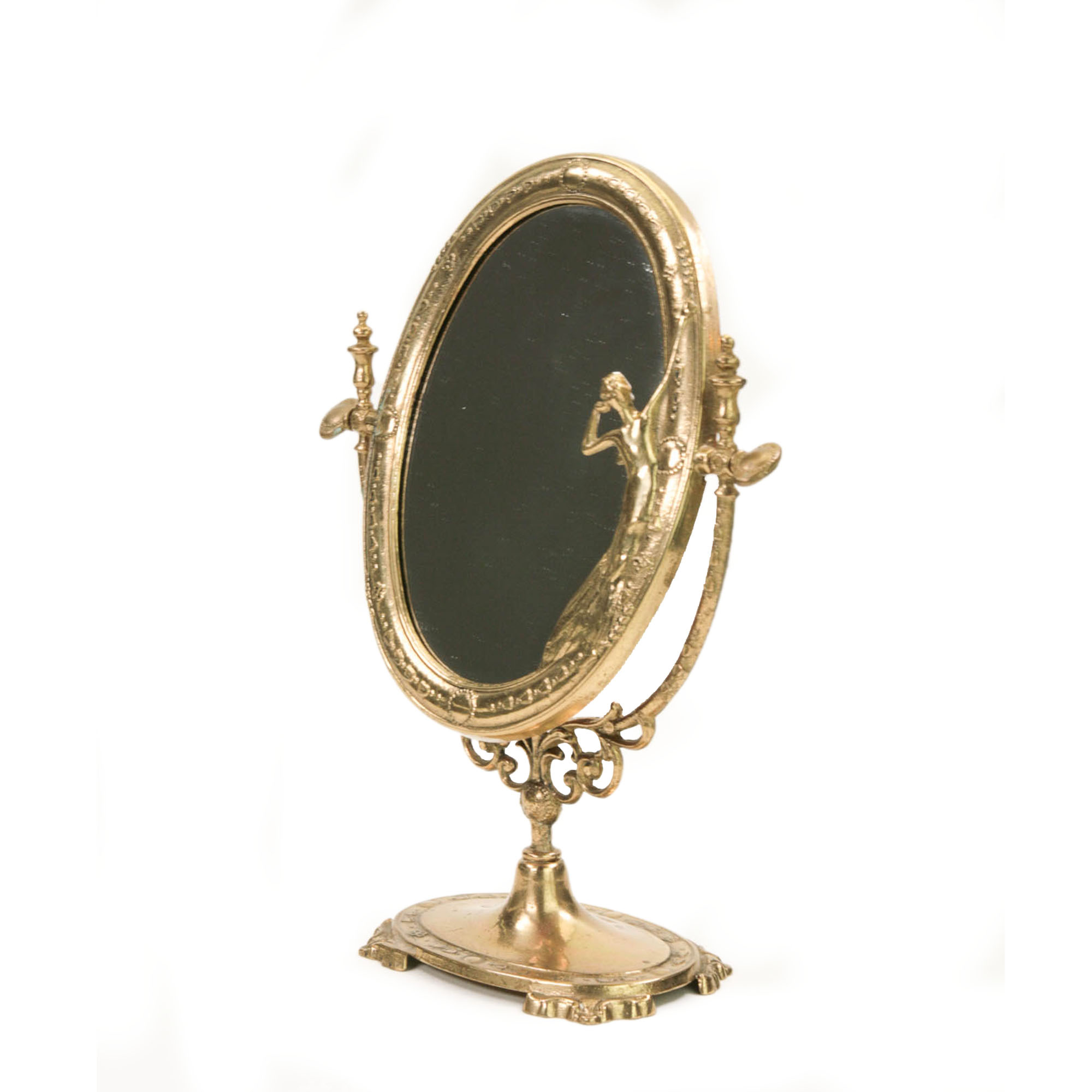 Antiker goldener Tischspiegel Jugendstil für Boudoir-Shooting oder Getting Ready