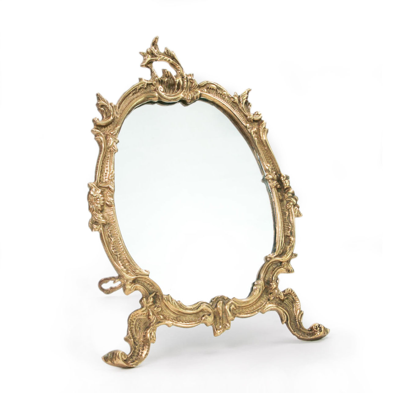 Antiker goldener Tischspiegel Barock für Boudoir-Shooting oder Getting Ready