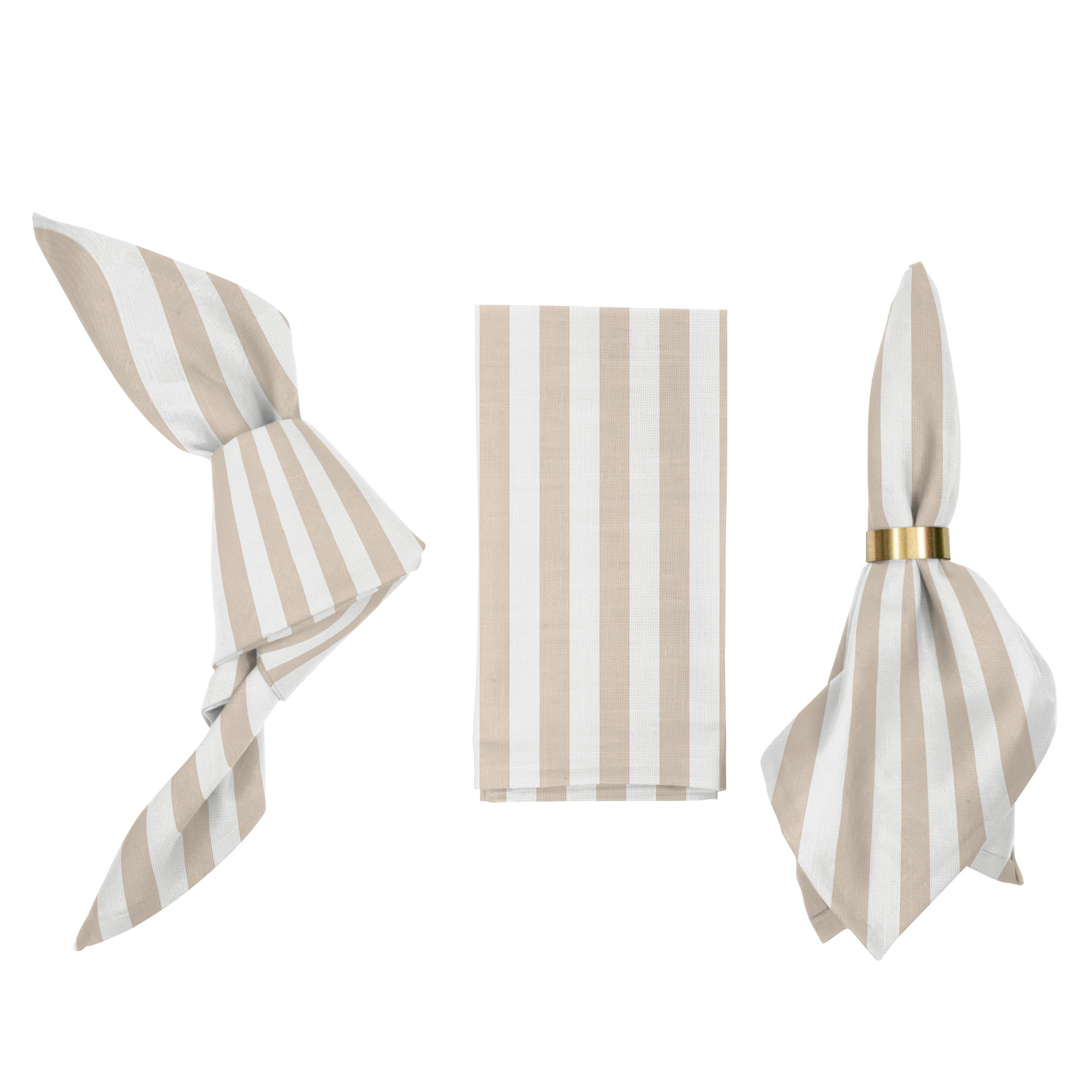 Leinenserviette STRIPE - CREME | beige mit 40 mm Streifen Leinenserviette STRIPE - CREME | beige mit 40 mm Streifen